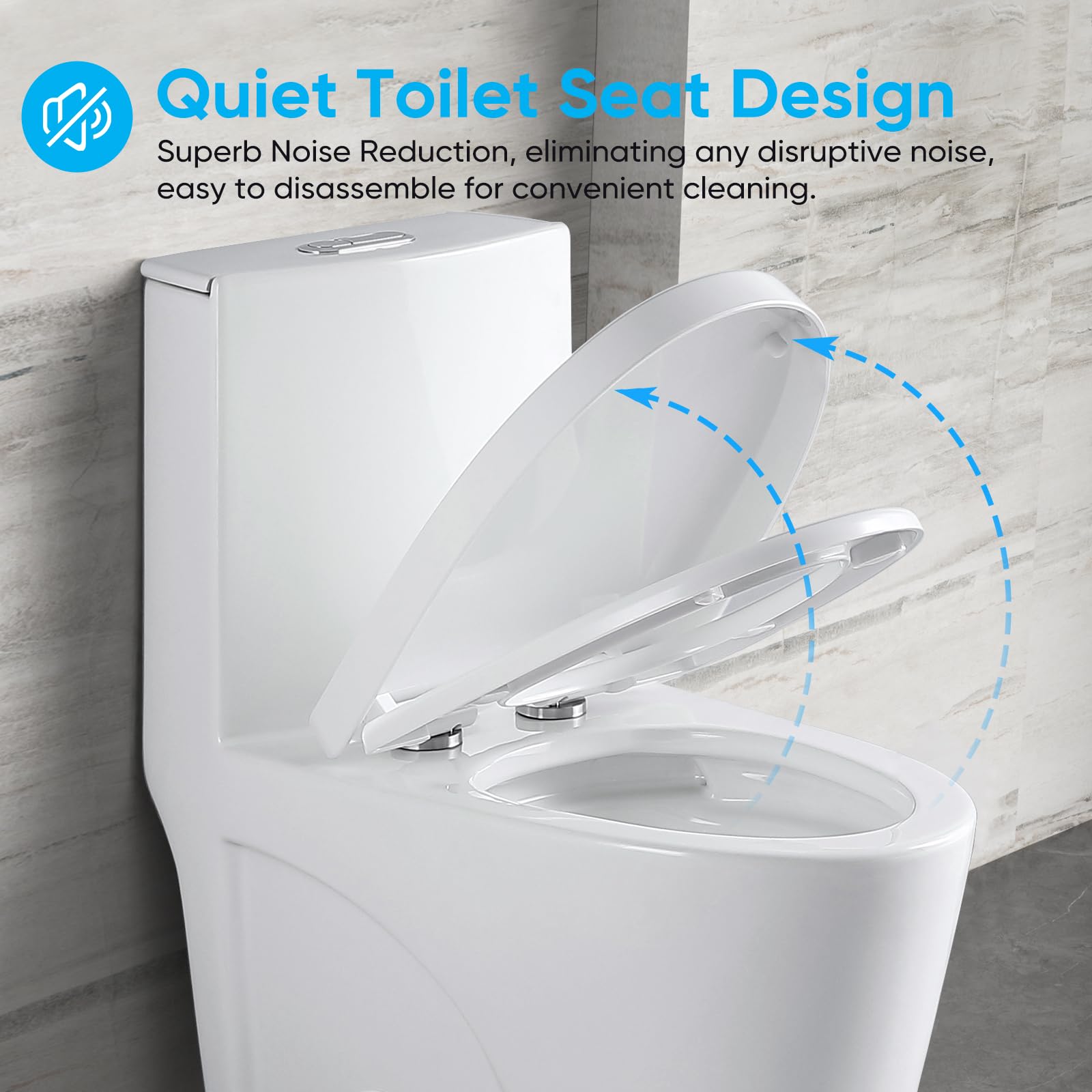 WIIS' IDEA One Piece Dual Flush Toilet - 1.6/1.0 GPF Water Saving, 15.5