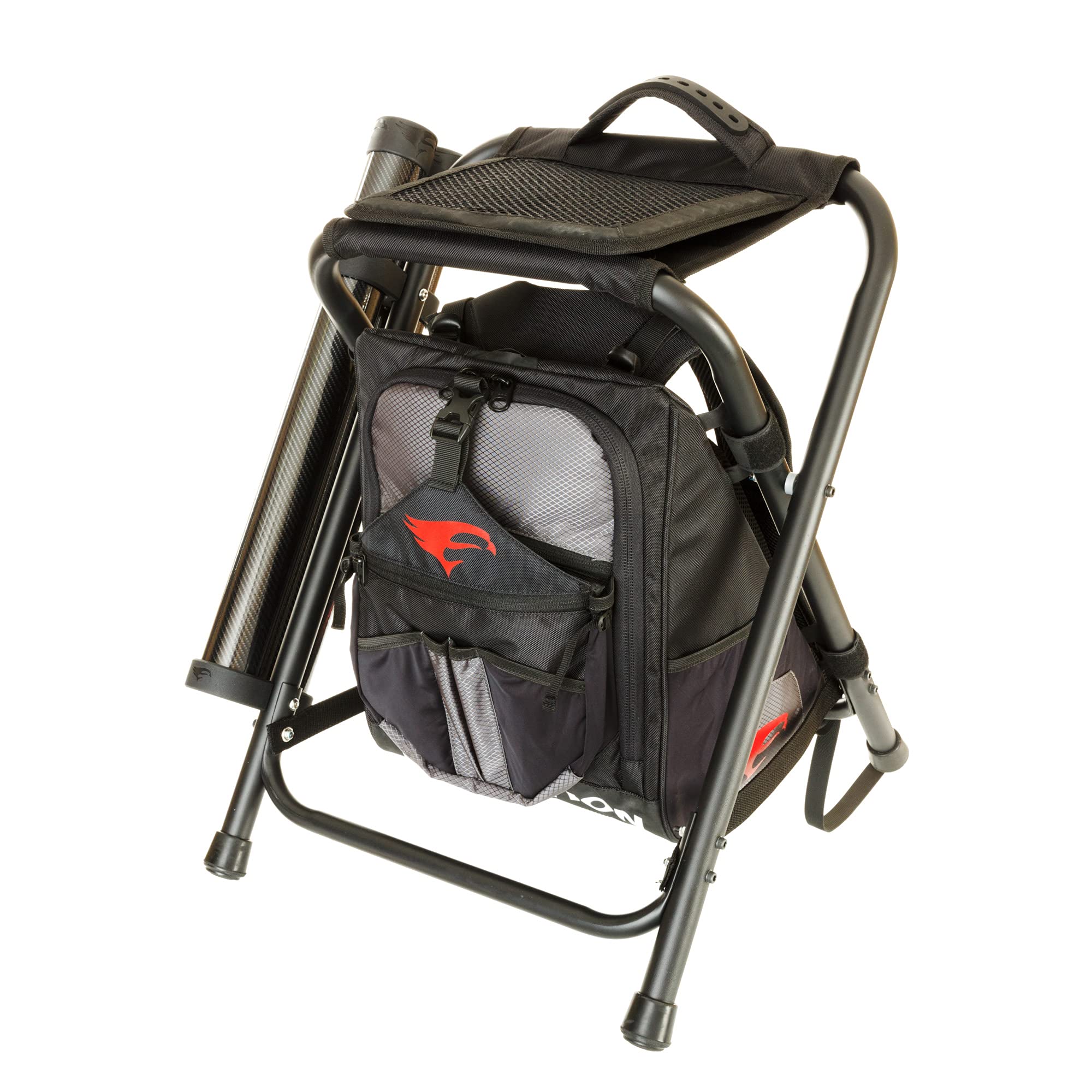Elevation Black Nest Shooters Stool & Backpack - Lightweight Hunting Seat with Storage for Outdoor Adventures, Camping, and Bird Watching