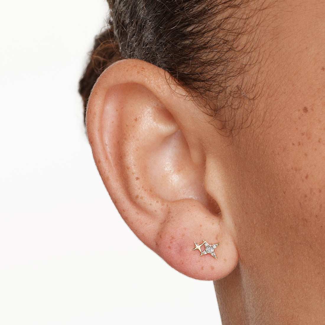 10k Gold Diamond Double Star Stud Earrings for Women - Elegant & Sparkling Jewelry for Everyday Wear, Parties & Special Occasions