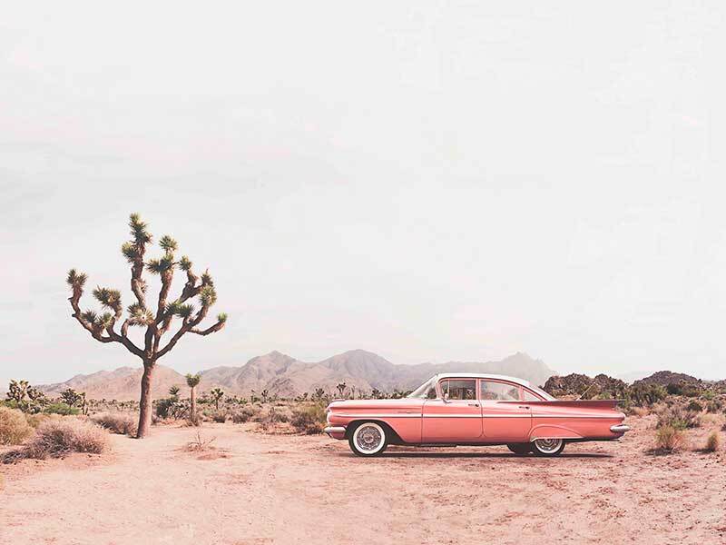 Desert Cadillac Canvas Art Print - Vintage Car Wall Decor for Living Room, Bedroom & Office - Perfect for Home & Office Decor
