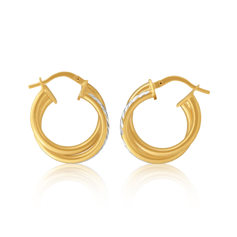 9ct Gold Filled 15mm Double Hoop Earrings for Women - Elegant Dangle Drop Earrings for Party, Wedding & Everyday Wear