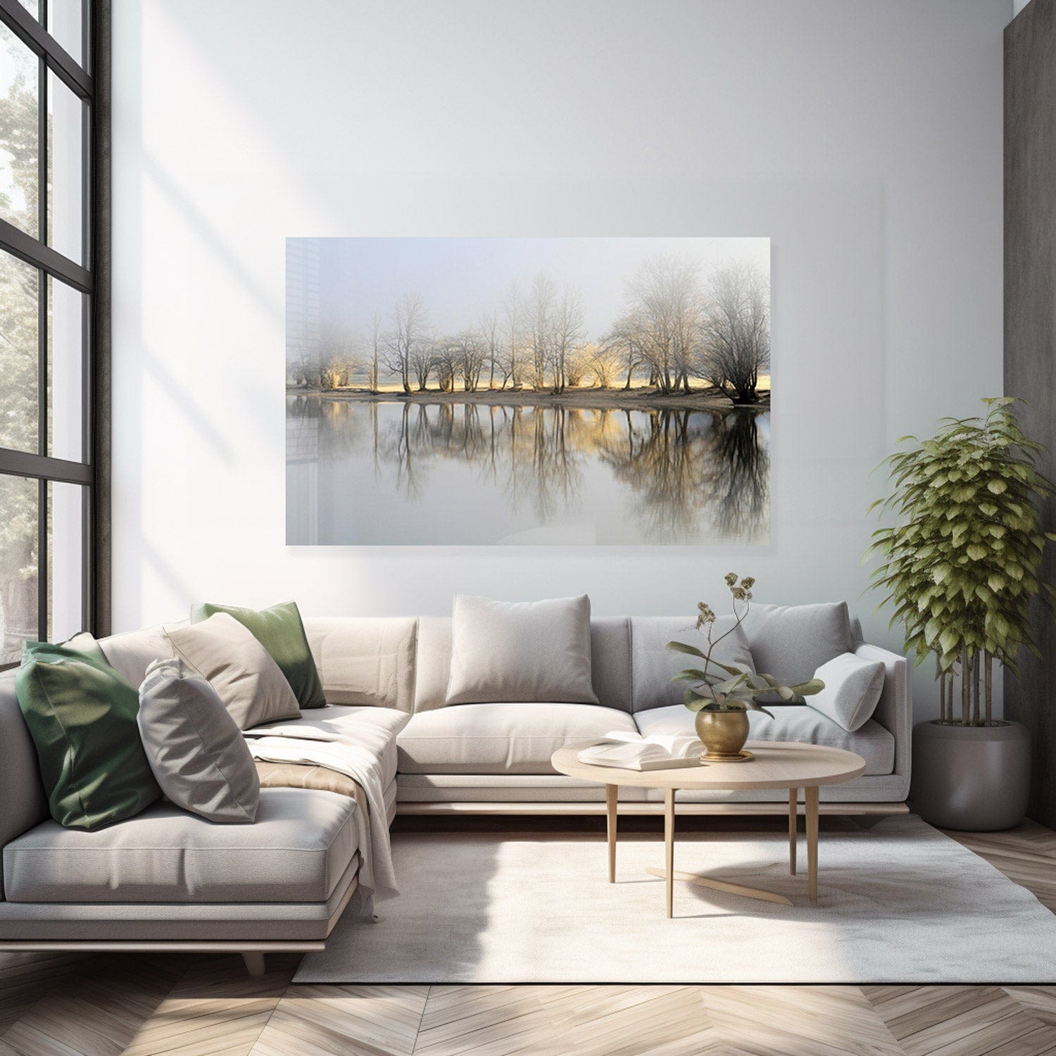 The Reflection - Premium Tempered Glass Wall Art Decor for Living Room, Bedroom & Office - Shatterproof Modern Mirror Art for Home & Office Decor