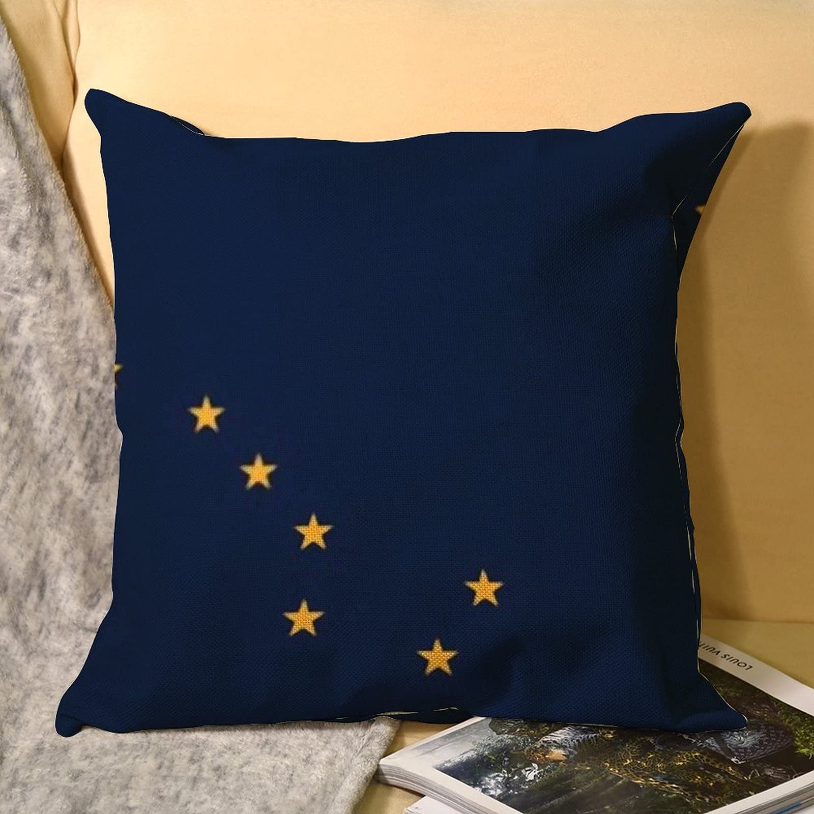 Alaska Flag Throw Pillow Covers - Decorative Zippered Cushion Cases for Sofa, Couch, Bed & Home Decor - Perfect for Living Room, Cabin or RV Interior Styling