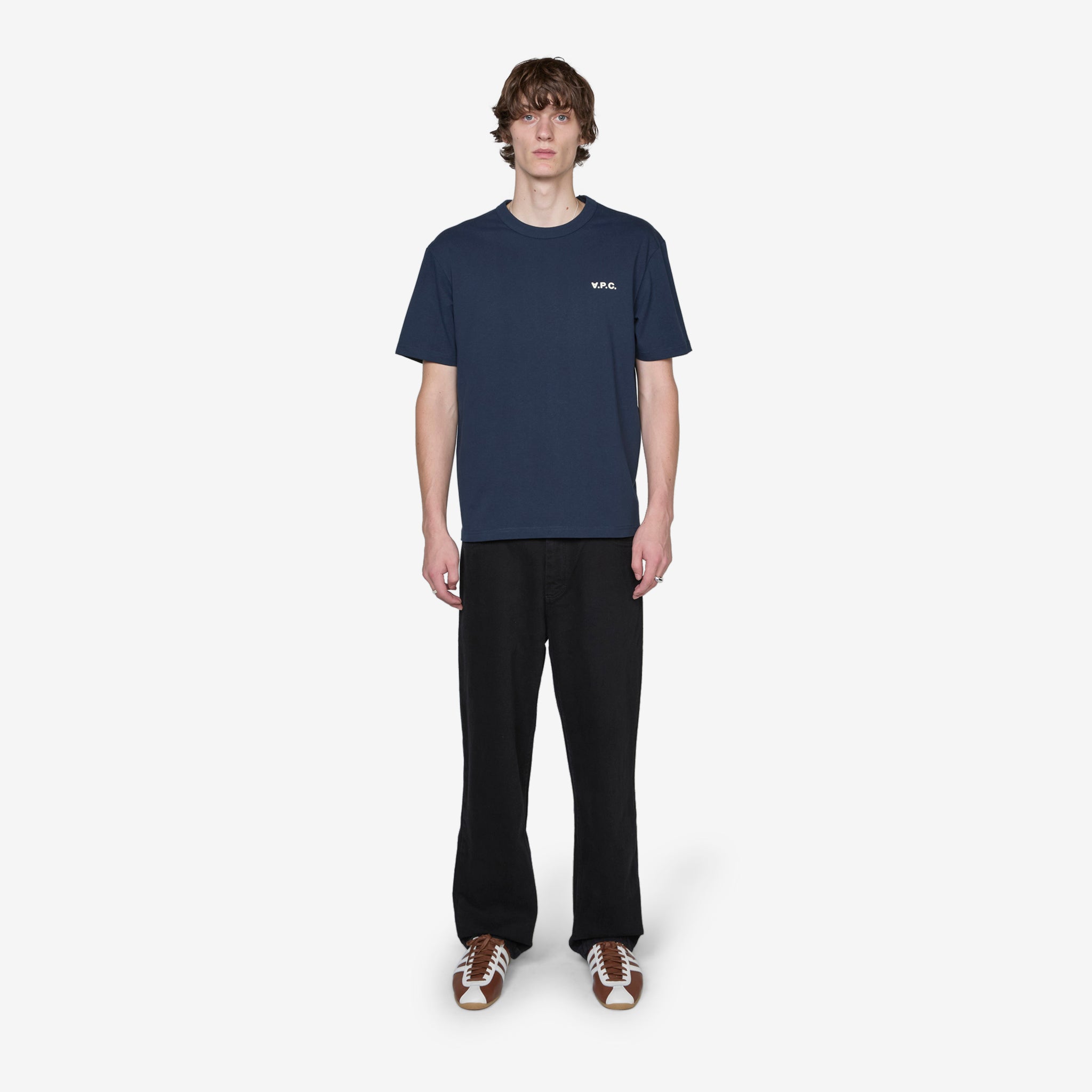 Stylish Boxy Petit VPC T-Shirt in Dark Navy & Ecru - Perfect for Casual Wear, Street Style, and Everyday Comfort