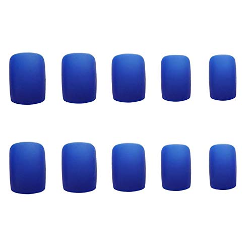 24-Piece Short Square Press On Nails Set - Blue Matte Acrylic False Nails with Full Cover Design for Women | Easy Manicure Art at Home | Perfect for Parties, Weddings & Daily Wear