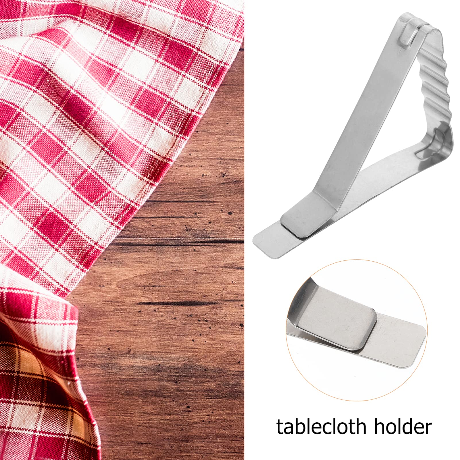 24 Pack Stainless Steel Wave Tablecloth Clips - Adjustable Outdoor Picnic Table Clamps for Indoor/Outdoor Use - Secure Table Linens for Parties, BBQs, Weddings & Dining Events