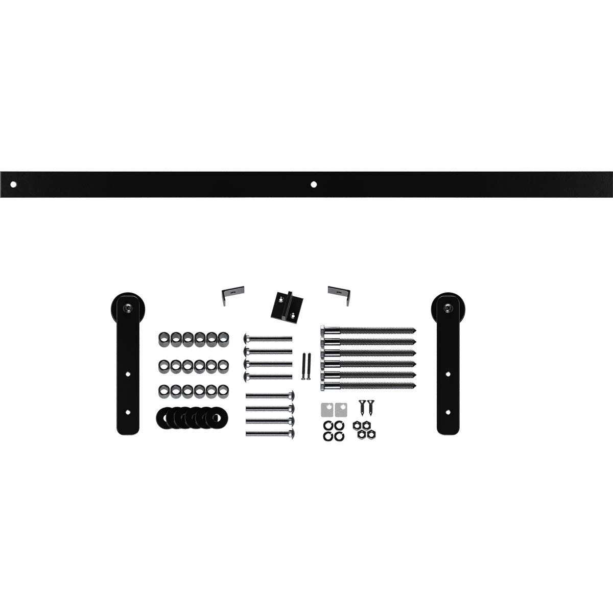 GB6008H48BL Black Economy Straight Strap Barn Door Hardware Kit - Fits 1 3/8