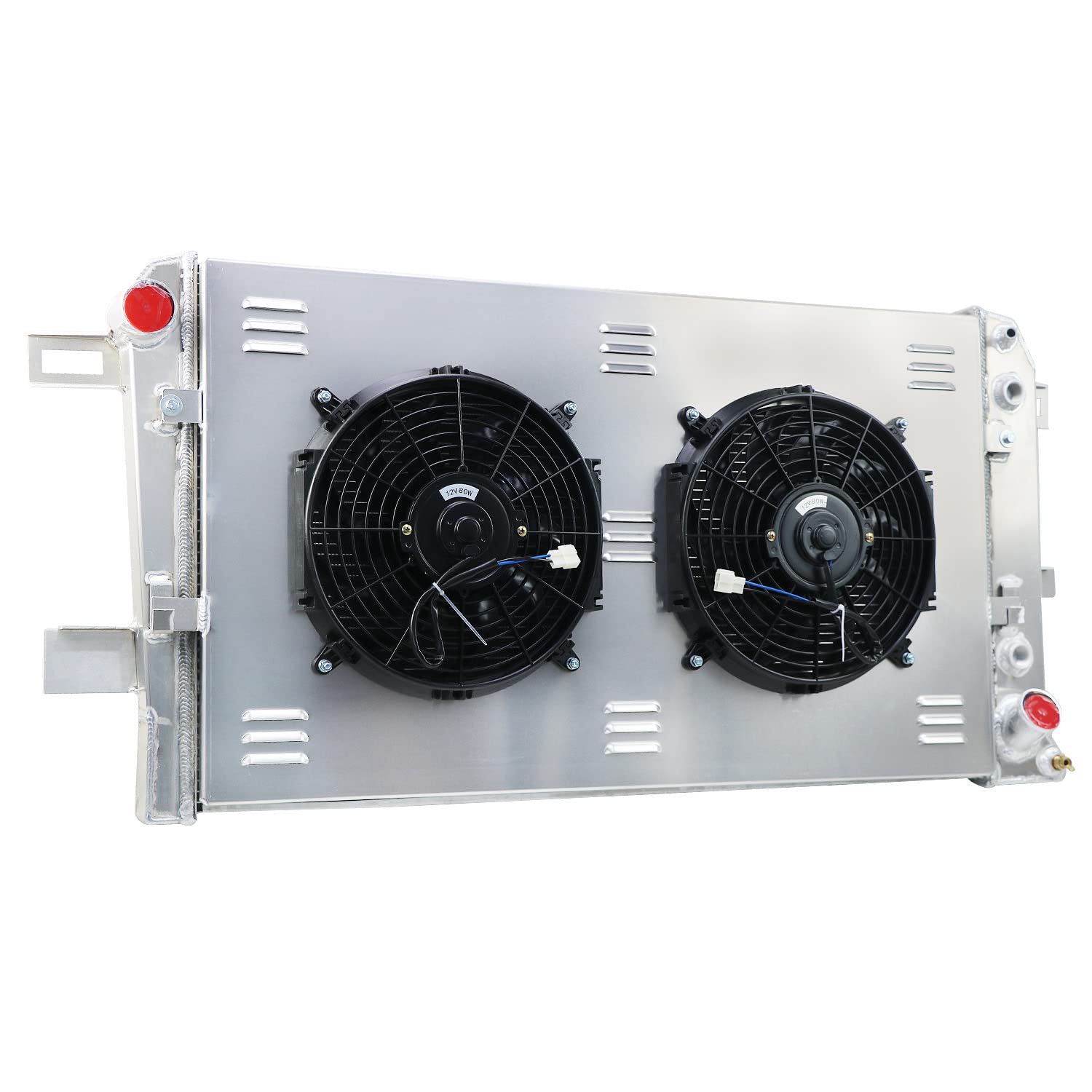 Aluminum Radiator for 2001-2005 GMC Chevy Silverado Sierra 3500 2500 HD 6.6L - 44MM 3 Row Core Cooling System with Electric Fan & Relay Kit - Perfect for Off-Roading, Towing & Heavy-Duty Performance