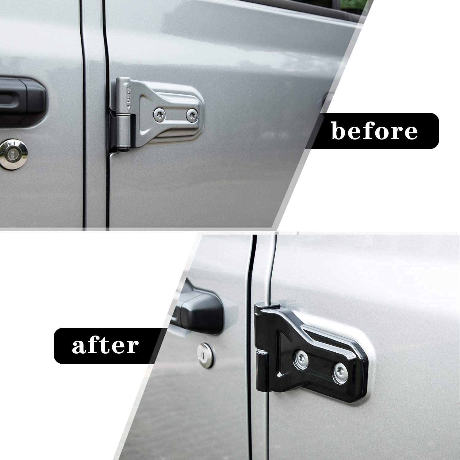Jeep Wrangler JL JLU & Gladiator JT 2018-2021 Door Hinge Cover Trim - 8PCS Exterior Accessories for Rust Protection & Style Upgrade | Perfect for Off-Roading & Daily Driving