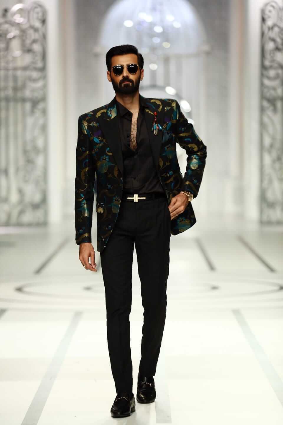 Elegant Black Satrangi Brocade Silk Dinner Jacket for Men - Perfect for Weddings, Parties & Formal Events