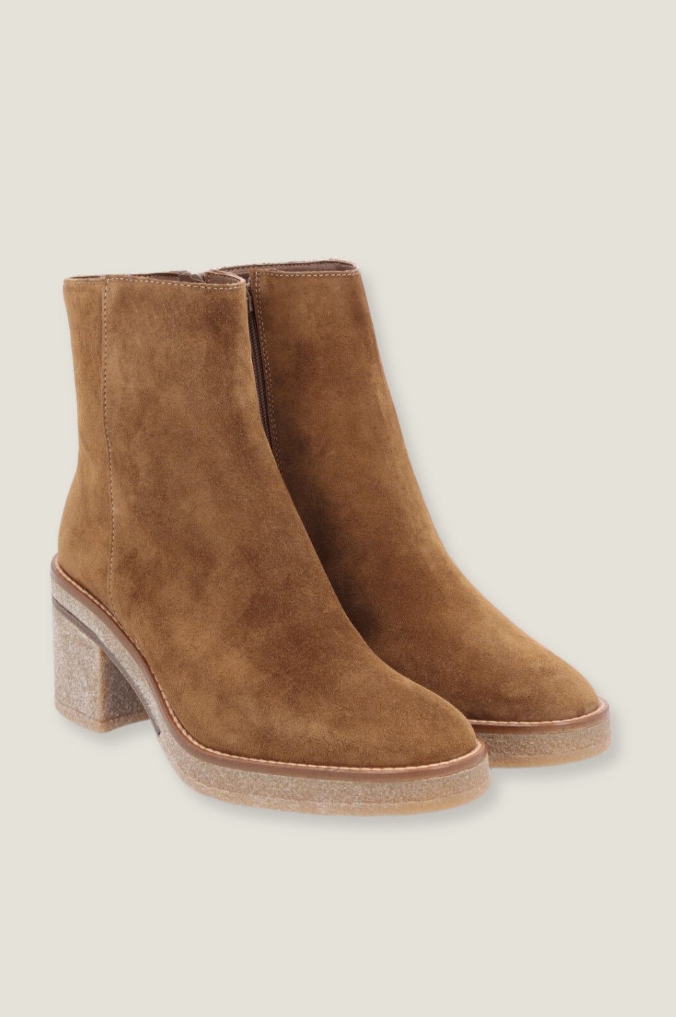 ALPE Janise Suede Ankle Boots for Women - Comfortable Tan Mid Heel Booties | Perfect for Office, Date Night & Fall Fashion