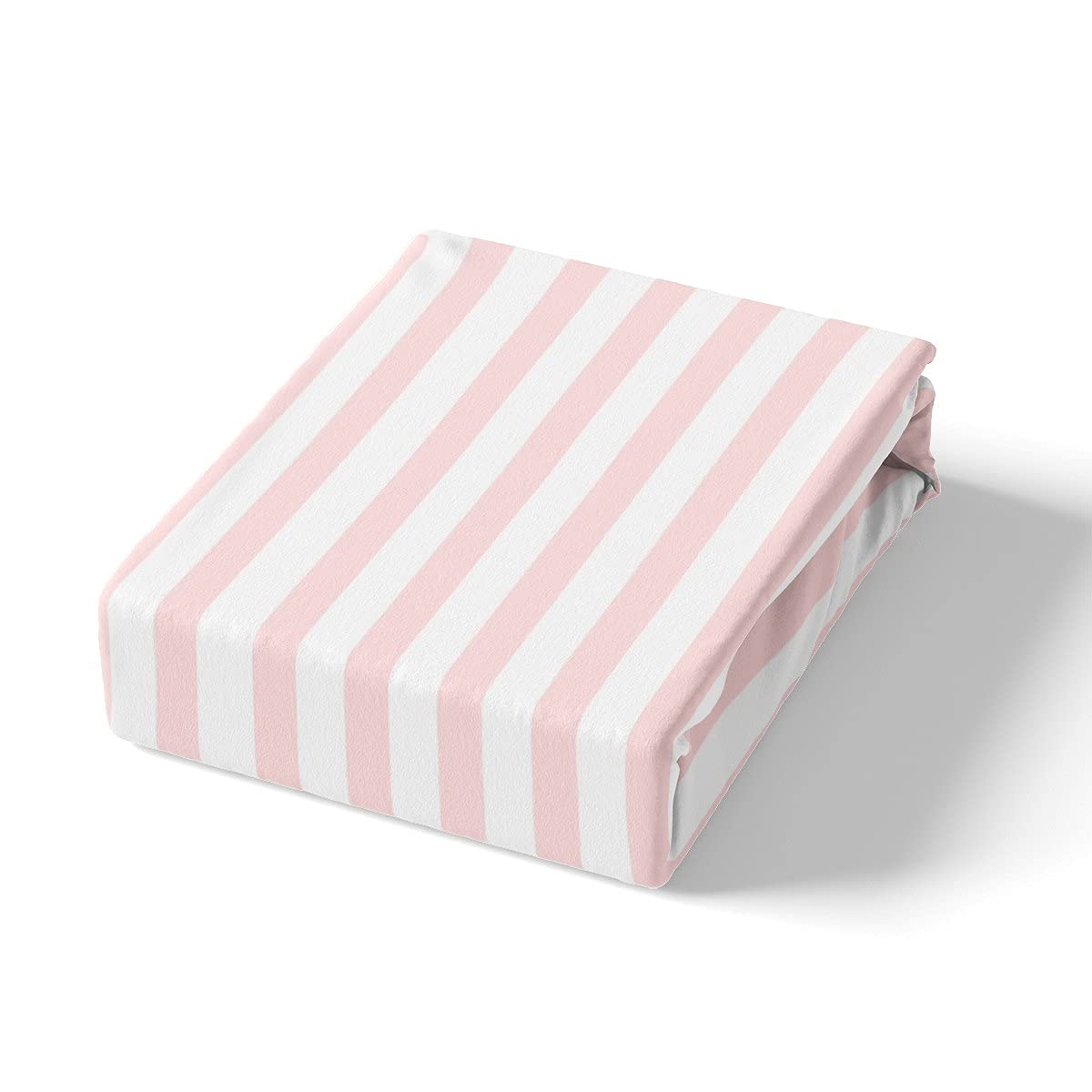 Cute Little Cats Hand-Drawn Bed Sheet Set for Kids & Girls - Pink Pastel Stripes Fitted Sheet, Flat Sheet & 2 Pillowcases | Soft Cat-Themed Bedding for Cozy Bedrooms & Sleepovers