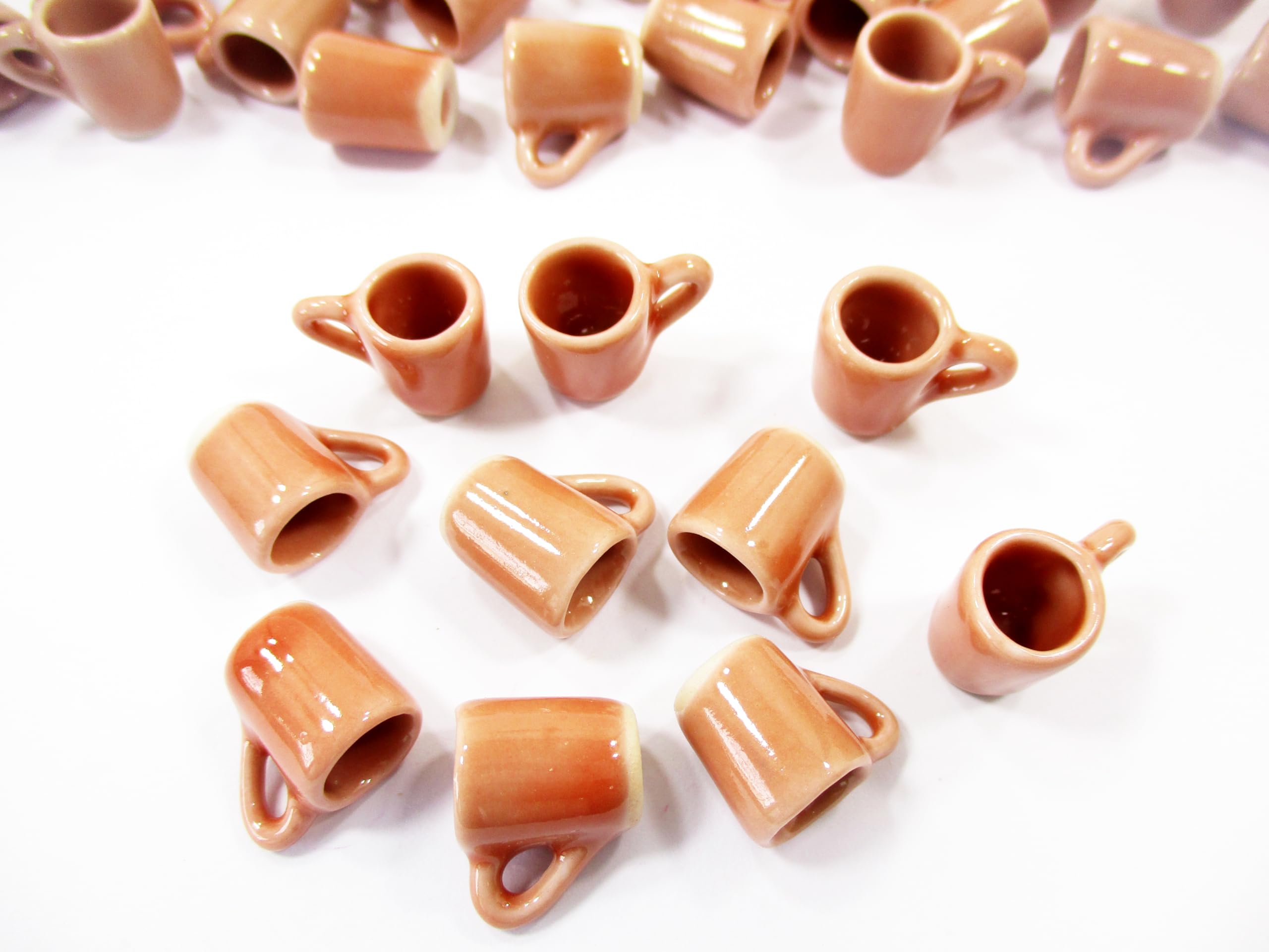 10-Piece Miniature Ceramic Salmon Coffee Tea Funnel Cup Mug Set for 1:6 Scale Dollhouse Kitchen Accessories - Perfect for Dollhouse Decor, Miniature Displays & Collectors