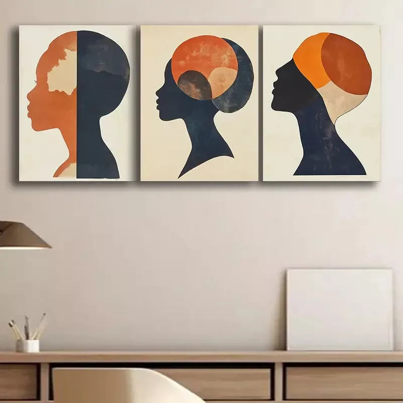 3-Piece Female Silhouette Wall Art Set - Framed Canvas Prints 50x70cm - High Quality Australian Made Wall Decor - Ready to Hang - Perfect for Living Room, Bedroom & Office Decor