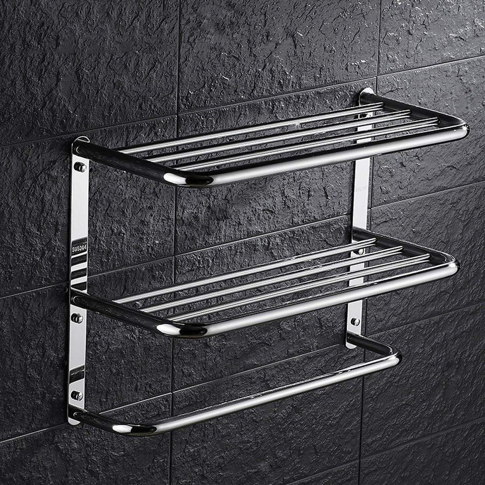Stainless Steel Wall Mounted 3-Tier Bathroom Shelf - Multifunctional Towel Rack & Shower Organizer (77cm, Polished Chrome) for Modern Bathroom Storage & Spa-Like Experience