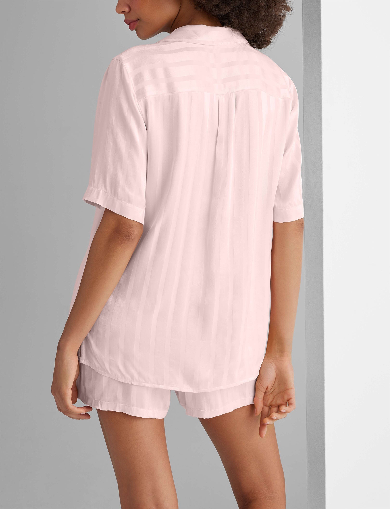 Women's Satin Jacquard Pajama Set - Soft Sleepwear Top & Shorts for Lounge & Vacation | Perfect for Nightwear, Spa Days & Relaxing at Home