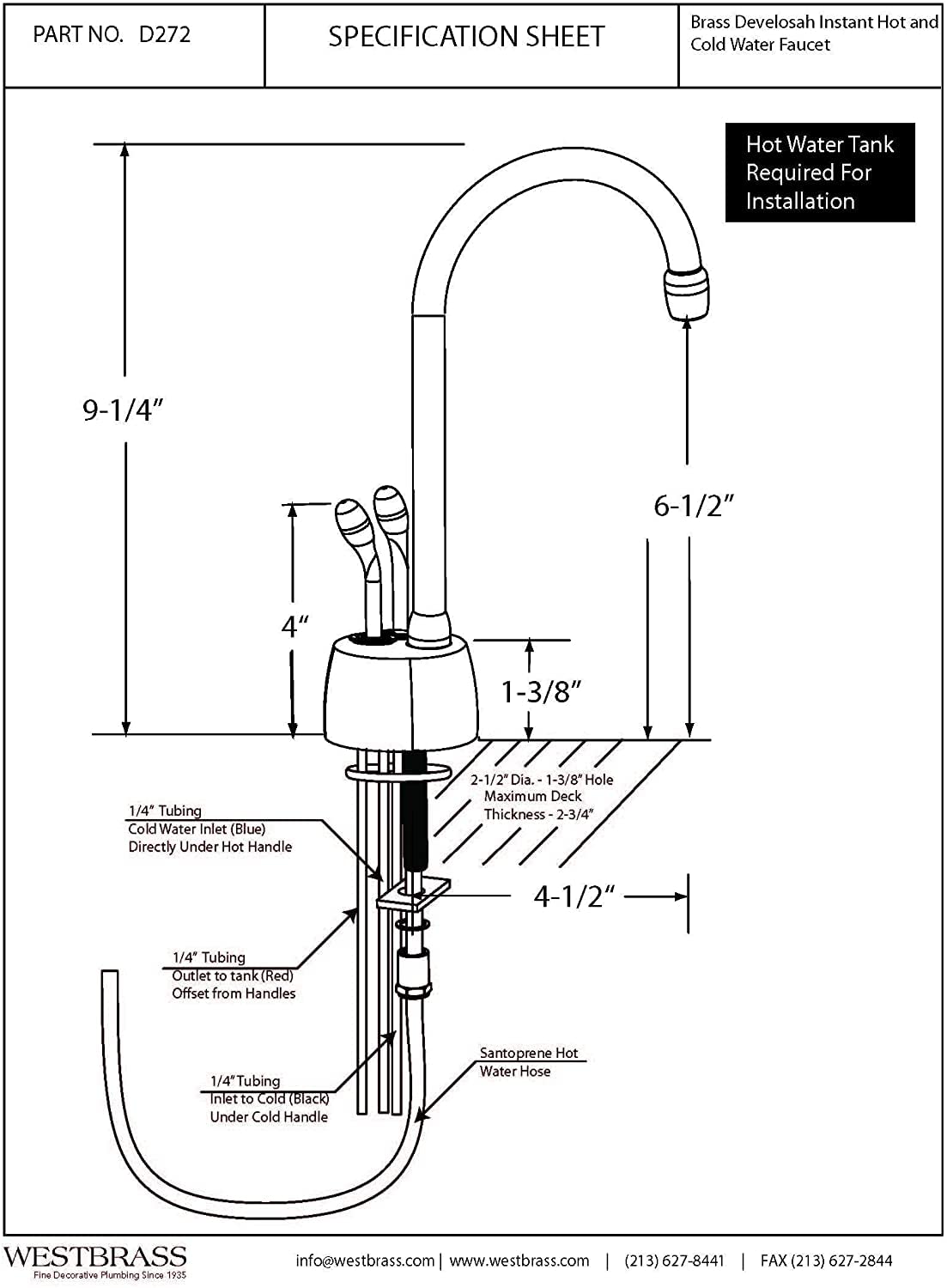 Westbrass DT1F272-12 9-Inch 2-Handle Instant Hot and Cold Water Dispenser Faucet with DigiHot Digital Tank System in Oil Rubbed Bronze - Perfect for Kitchen Sink, Office Breakroom, and Home Bar Setup