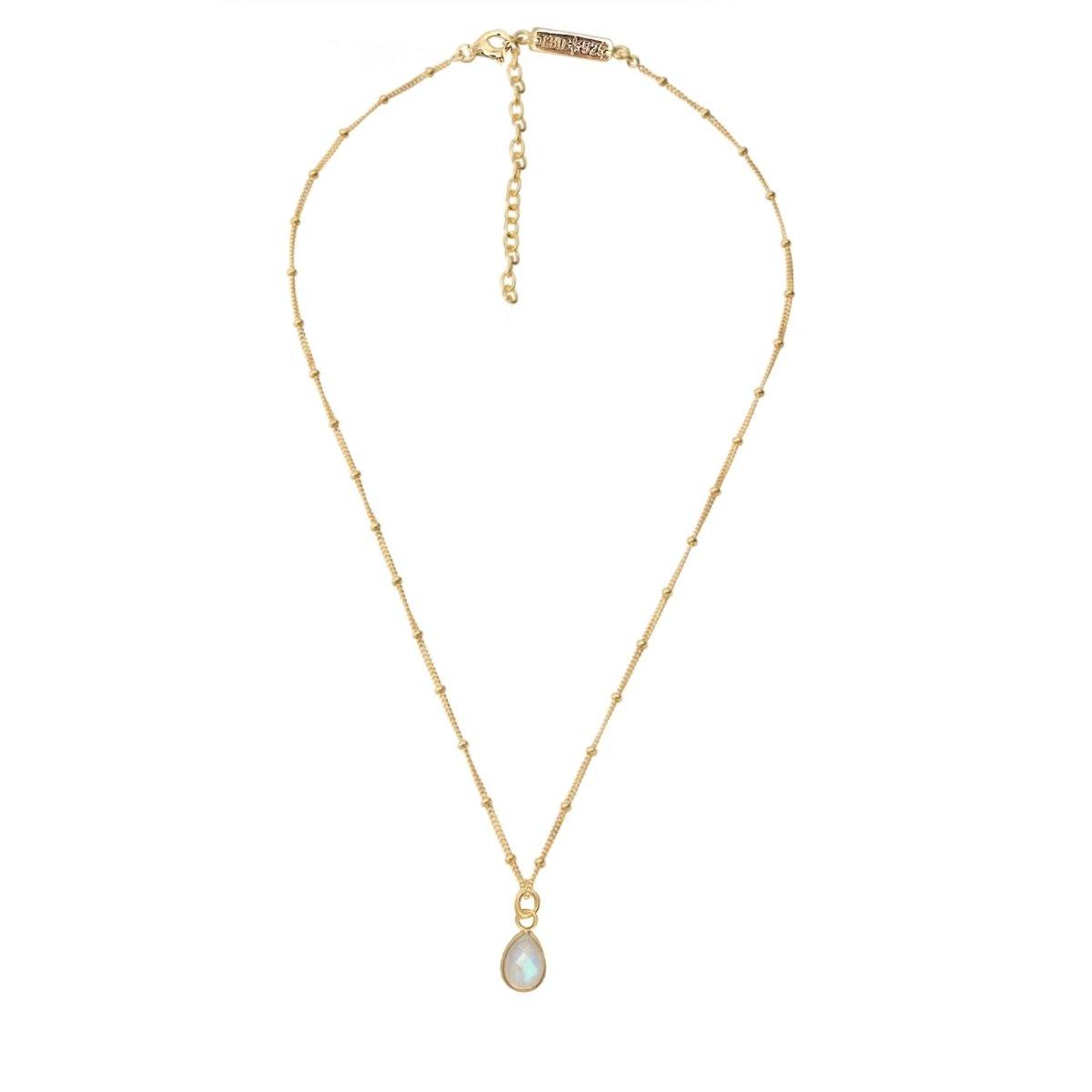 Laiha Bell Mini Droplet Gold Moonstone Necklace - Dainty Gold-Plated Moonstone Pendant for Women | Perfect for Everyday Wear, Date Nights & Special Occasions