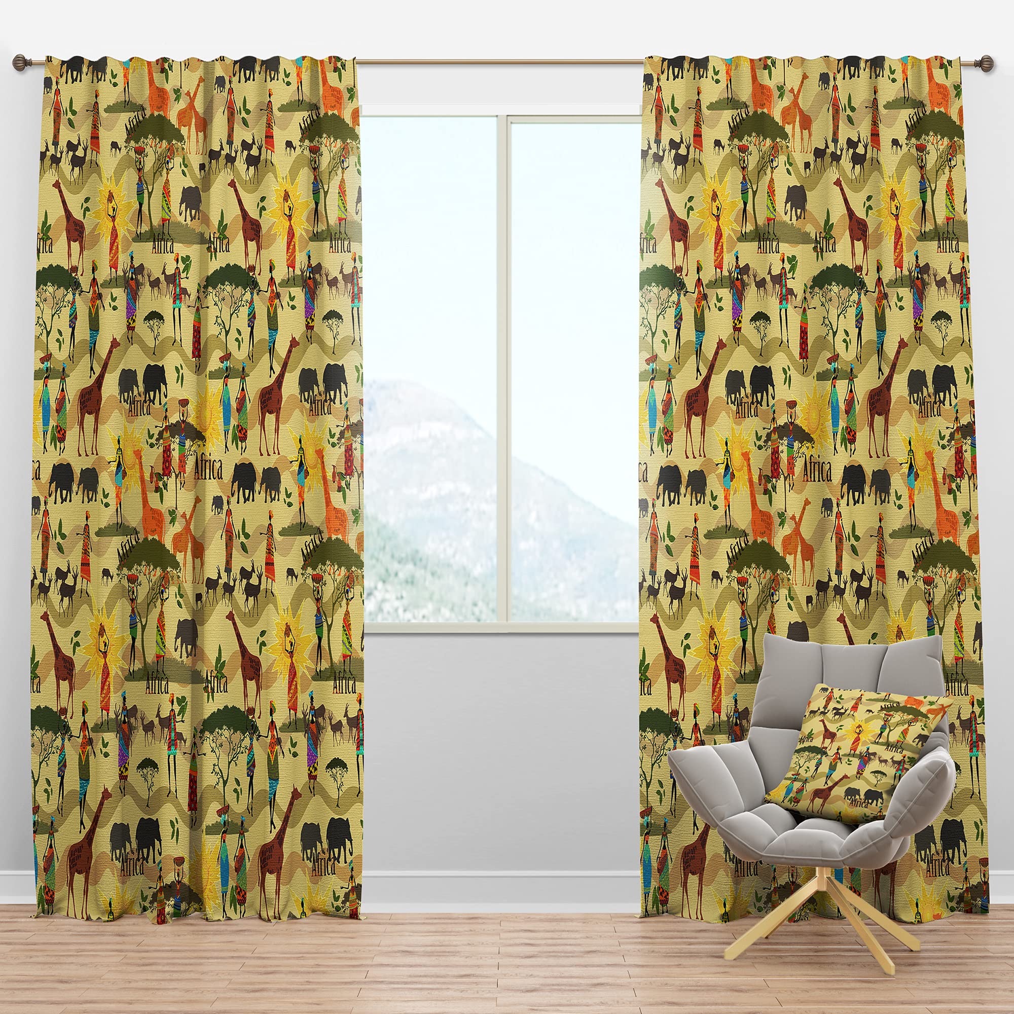 DesignQ Blackout Curtains - Thermal Insulated Single Panel (52x108) - African Ethnic Texture Drapes for Bedroom & Living Room - Perfect for Light Blocking, Privacy & Energy Efficiency