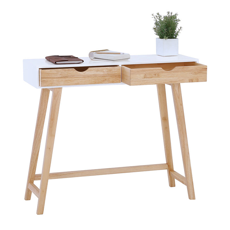 ARSENIO 35.4 Inch Console Table - Natural & White Finish for Entryway, Hallway, or Living Room Decor