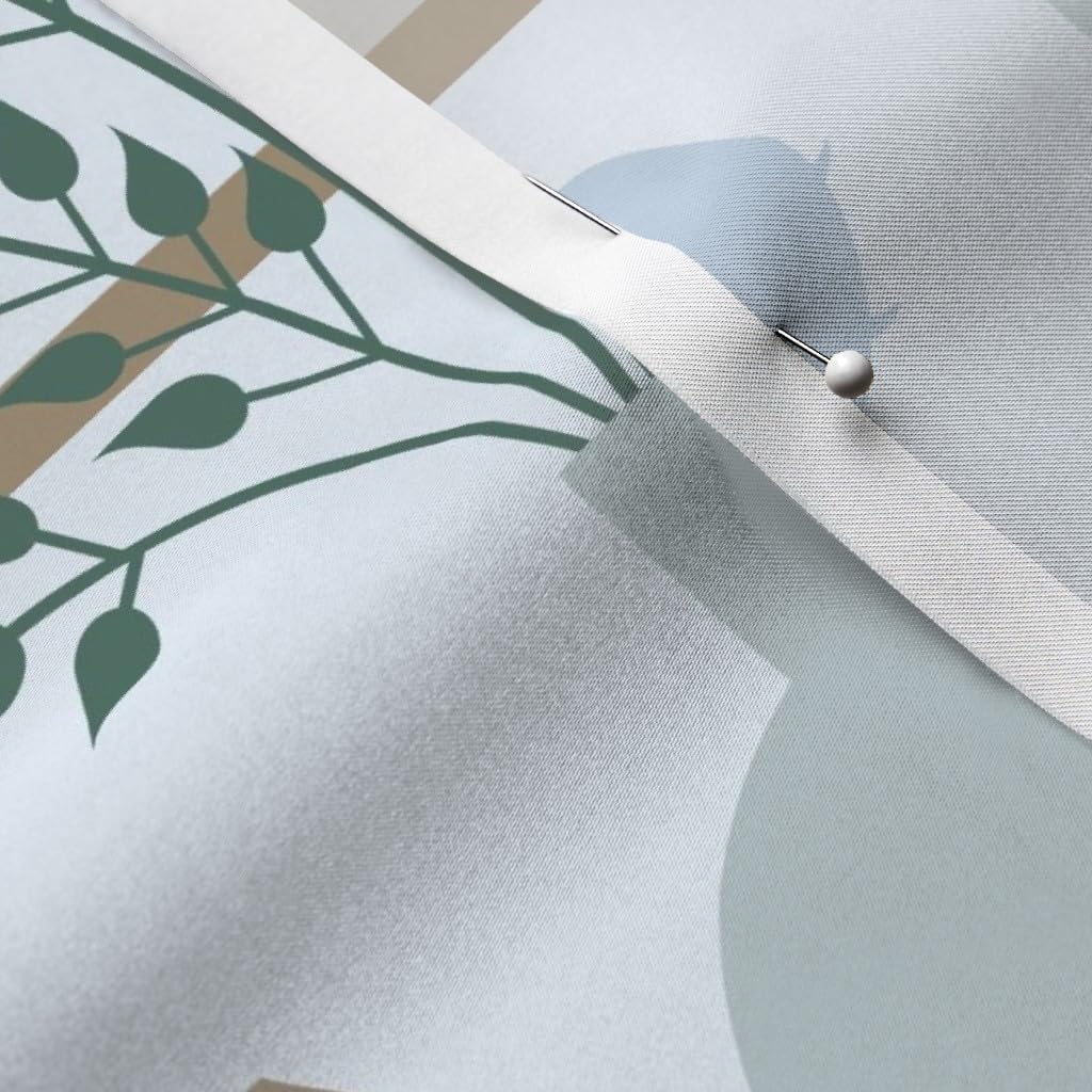 Premium Spoonflower Fabric - Botanical Cactus & Leaf Print Satin Fabric by The Yard for Sewing, Apparel, Blankets & Home Decor | Perfect for DIY Fashion, Curtains & Pillow Covers