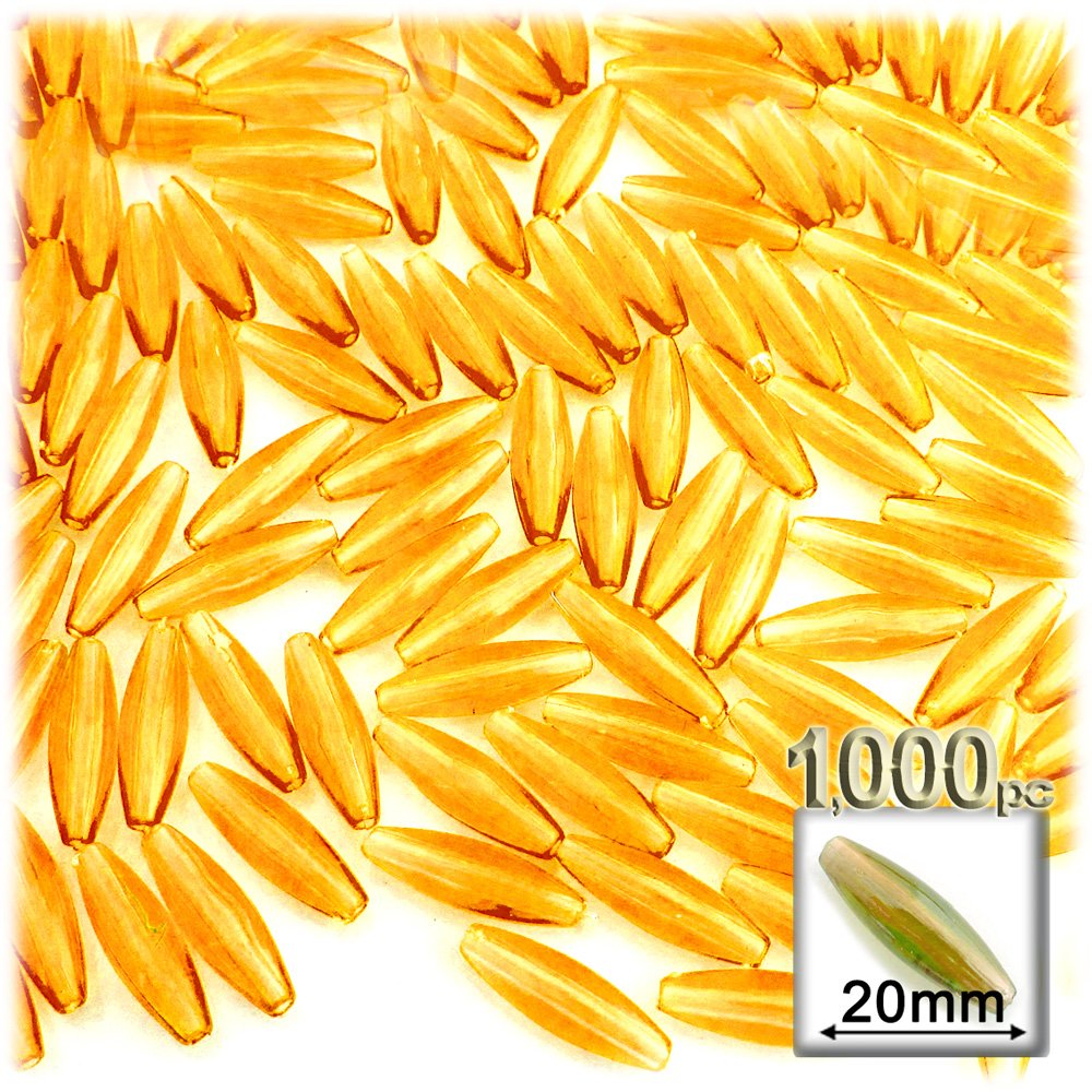 1,000pc 20mm Transparent Smooth Plastic Spaghetti Beads in Sun Yellow for Jewelry Making, DIY Crafts, and Kids Art Projects