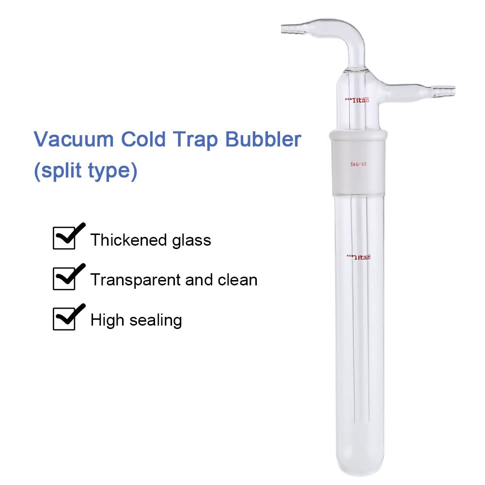 2-Part Glass Vacuum Cold Trap with 40/50 Joint - Lab Gas Washing Bottle for Solvent Removal & Vacuum Distillation | Ideal for Chemistry Labs, Research & Industrial Applications