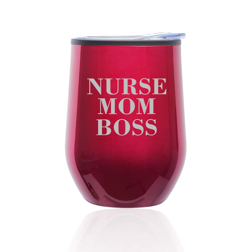 Stemless Wine Glass Tumbler with Lid - Insulated Coffee Travel Mug for Hot & Cold Drinks - Perfect Gift for Nurse, Mom, Boss (Fuchsia) - Great for Office, Home, Picnics & Commuting