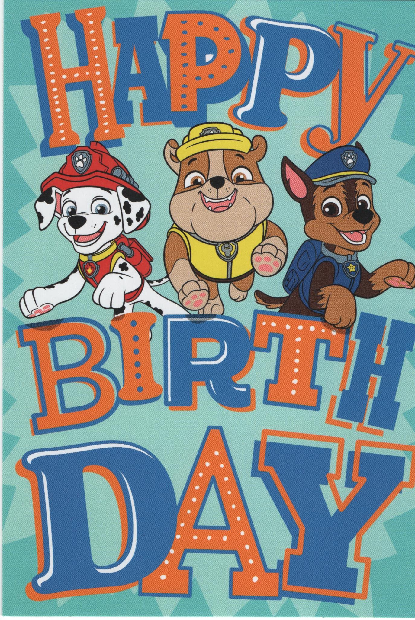 Paw Patrol Birthday Card - Chase, Marshall & Rubble - Fun Kids Greeting Card for Birthdays, Parties & Special Occasions