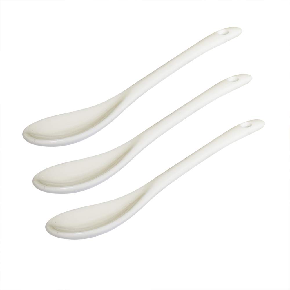 3-Piece Porcelain Egg Spoons Set - 5 Inch Ceramic Coffee, Dessert, Yogurt & Tea Spoons - Perfect for Breakfast, Afternoon Tea & Dessert Parties