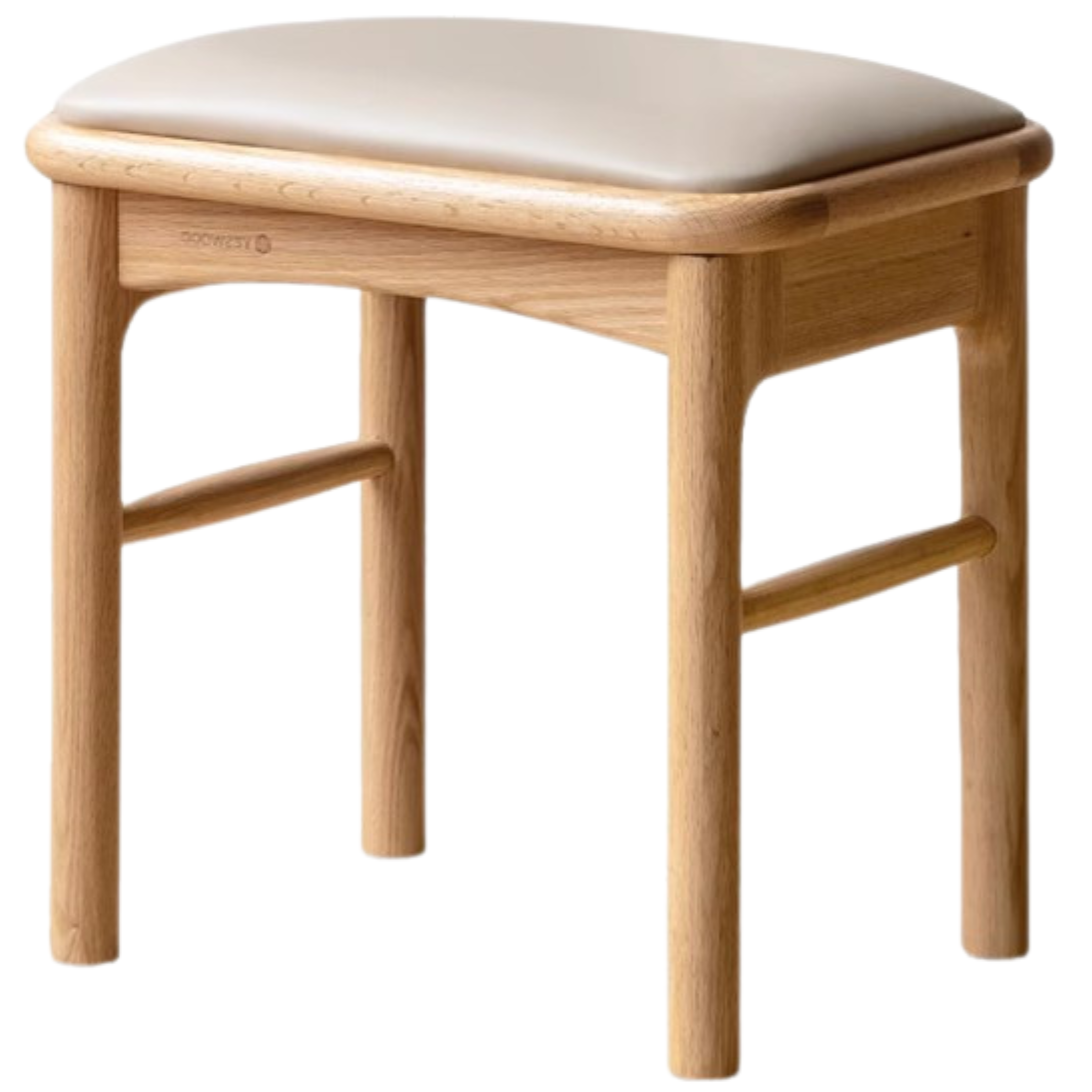 17.7x12.9x17.9 inch / 45x33x45.5 cm / Natural Wood Color / Soft-covered tea stool organic leather milk tea color