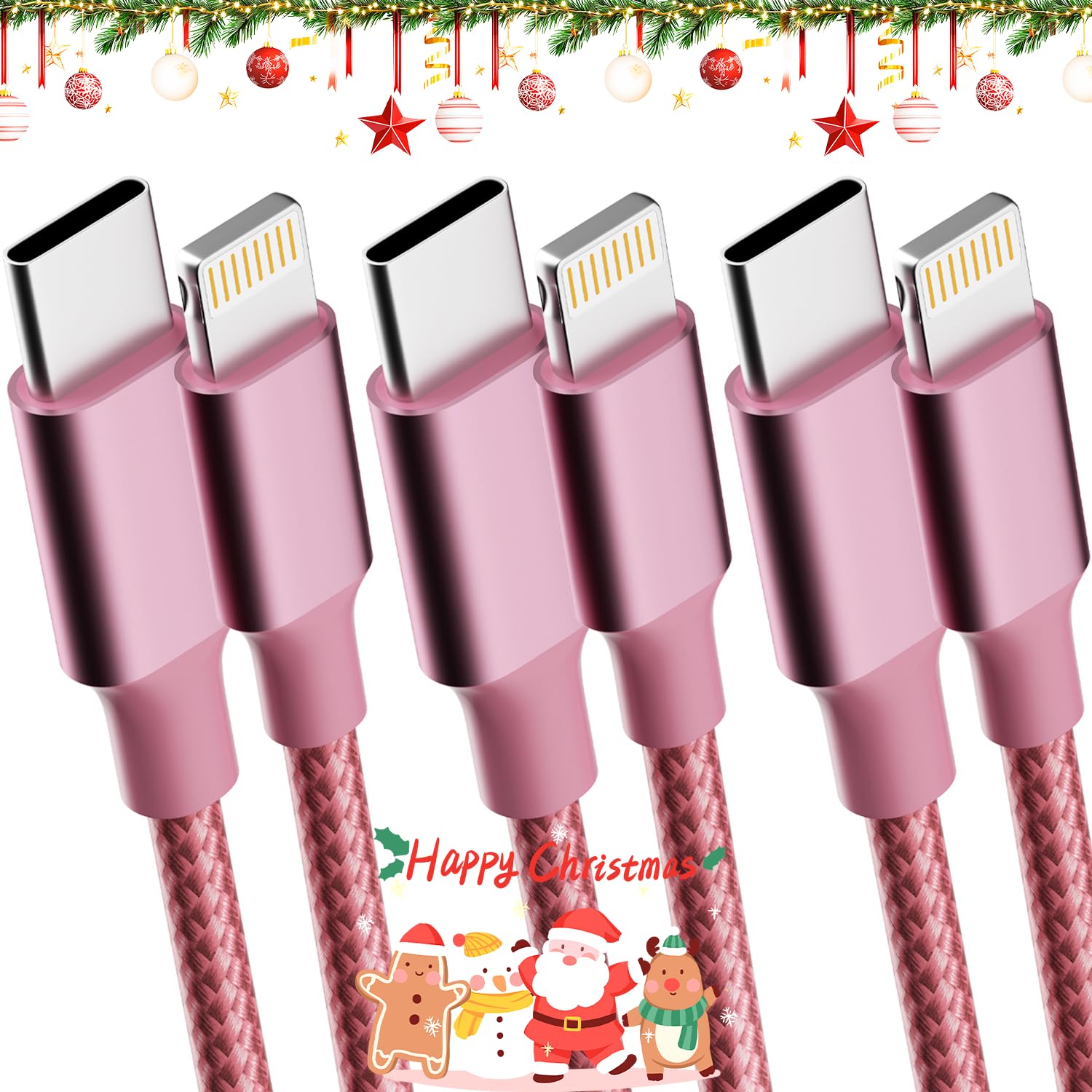 MFi Certified USB C to Lightning Cable (3FT/6FT/10FT 3-Pack) - Fast Charging iPhone Charger Cord Compatible with iPhone 14/13/12/11/Pro Max/X/XS/XR/8/7/6s Plus/SE - Perfect for Home, Office & Travel Charging