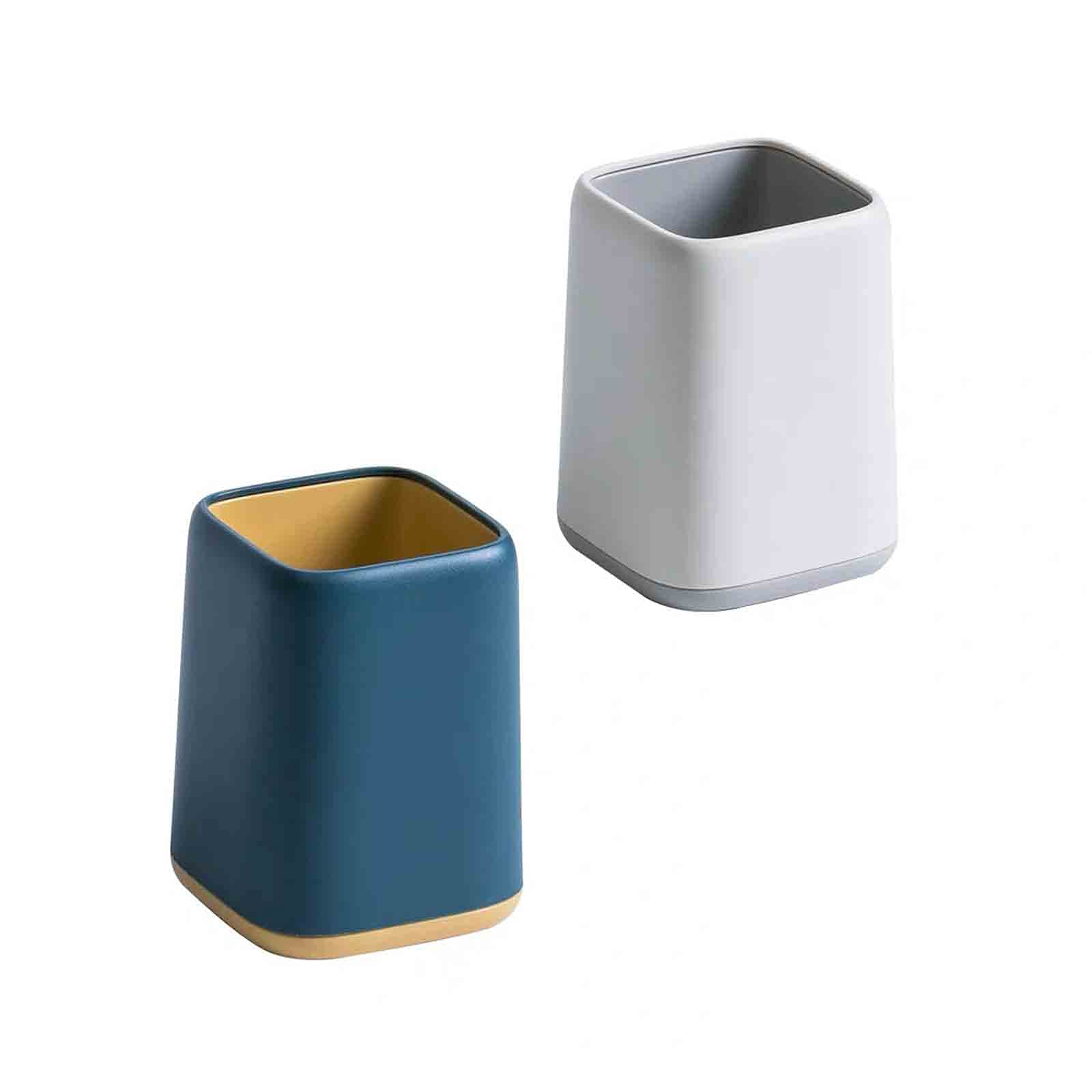 Rose Gold Metallic Pen & Pencil Holder - 2-Pack Desktop Organizer for Office, School, and Home Use - Multicolor Stationery Storage Pot (One Size) - Perfect for Desks, Study Tables, and Workspaces