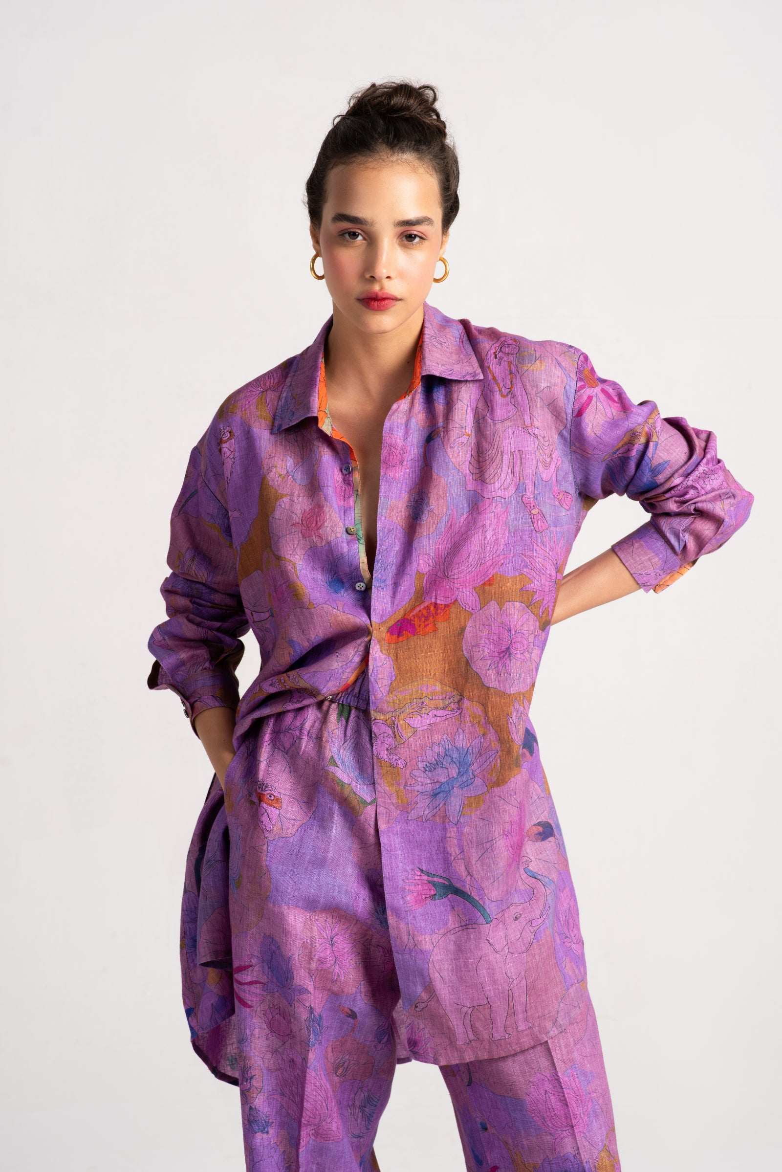 Premium Linen Shirt for Men - Udaan Amethyst Color - Comfortable & Breathable for Casual Wear, Office & Summer Outfits