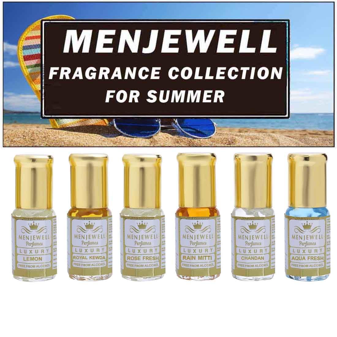 Menjewell Attar Gift Set - 6 Floral Fragrance Perfume Oils (18ml, 6x3ml) | Unisex Scent for Summer | Perfect Gift for Him & Her | Office, Date Night & Special Occasions
