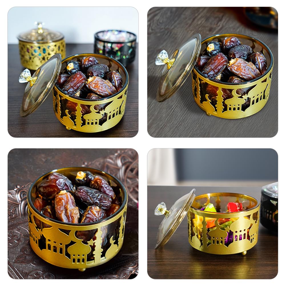 Lurrose Ramadan Candy Jar with Lid - Eid Mubarak Snacks Container for Kitchen & Party