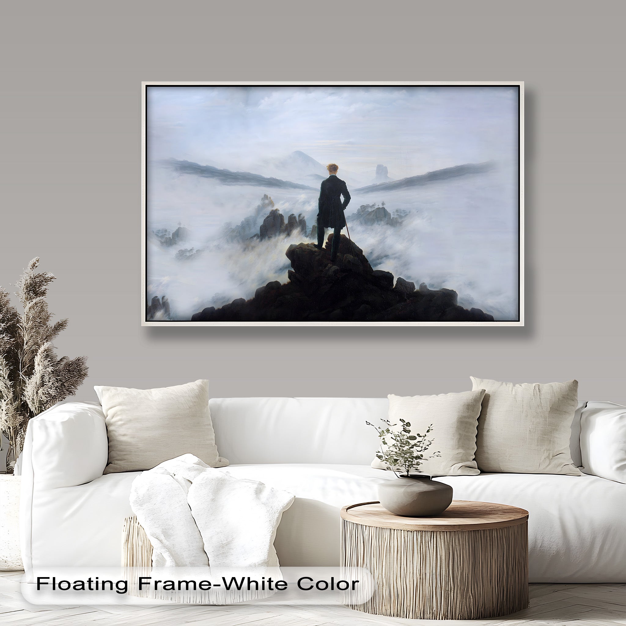 Beyond the Mist - Romantic Wanderer Historic Oil Painting Wall Art for Living Room, Bedroom & Office Decor | Vintage Landscape Canvas Print for Home Interior Design