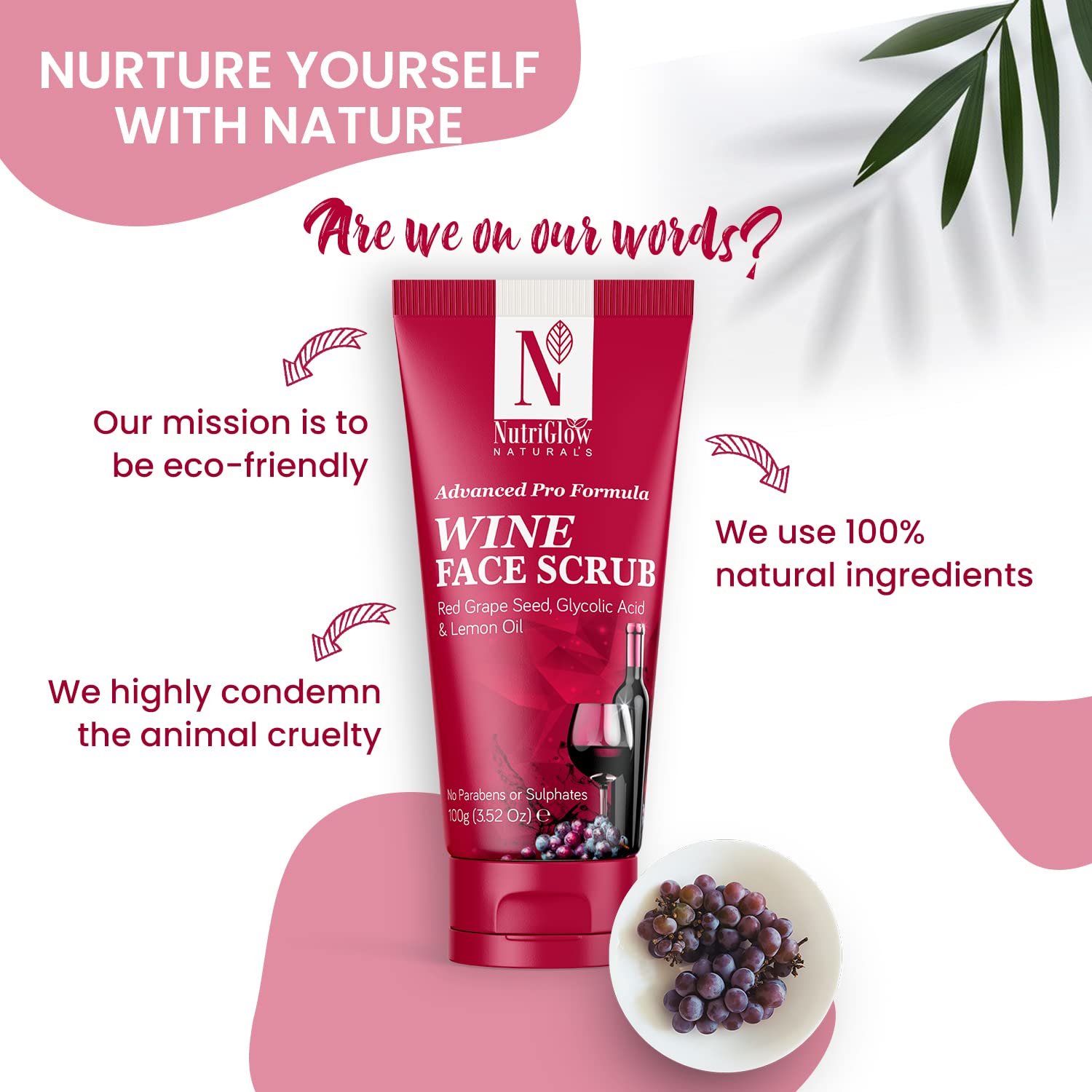 NutriGlow NATURAL'S Wine Face Wash & Facial Scrub Set (100g Each) - Anti-Aging, Wrinkle Reduction Skincare for Women & Men | Perfect for Daily Cleansing & Exfoliating Routine