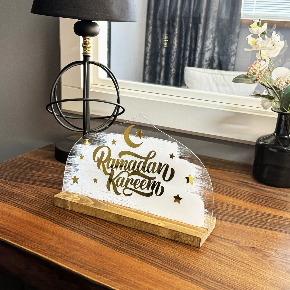 Ramadan Kareem Tabletop Decor - Islamic Holiday Decoration for Home & Office - Perfect for Ramadan Gifts, Iftar Table Centerpiece & Eid Celebration Decor