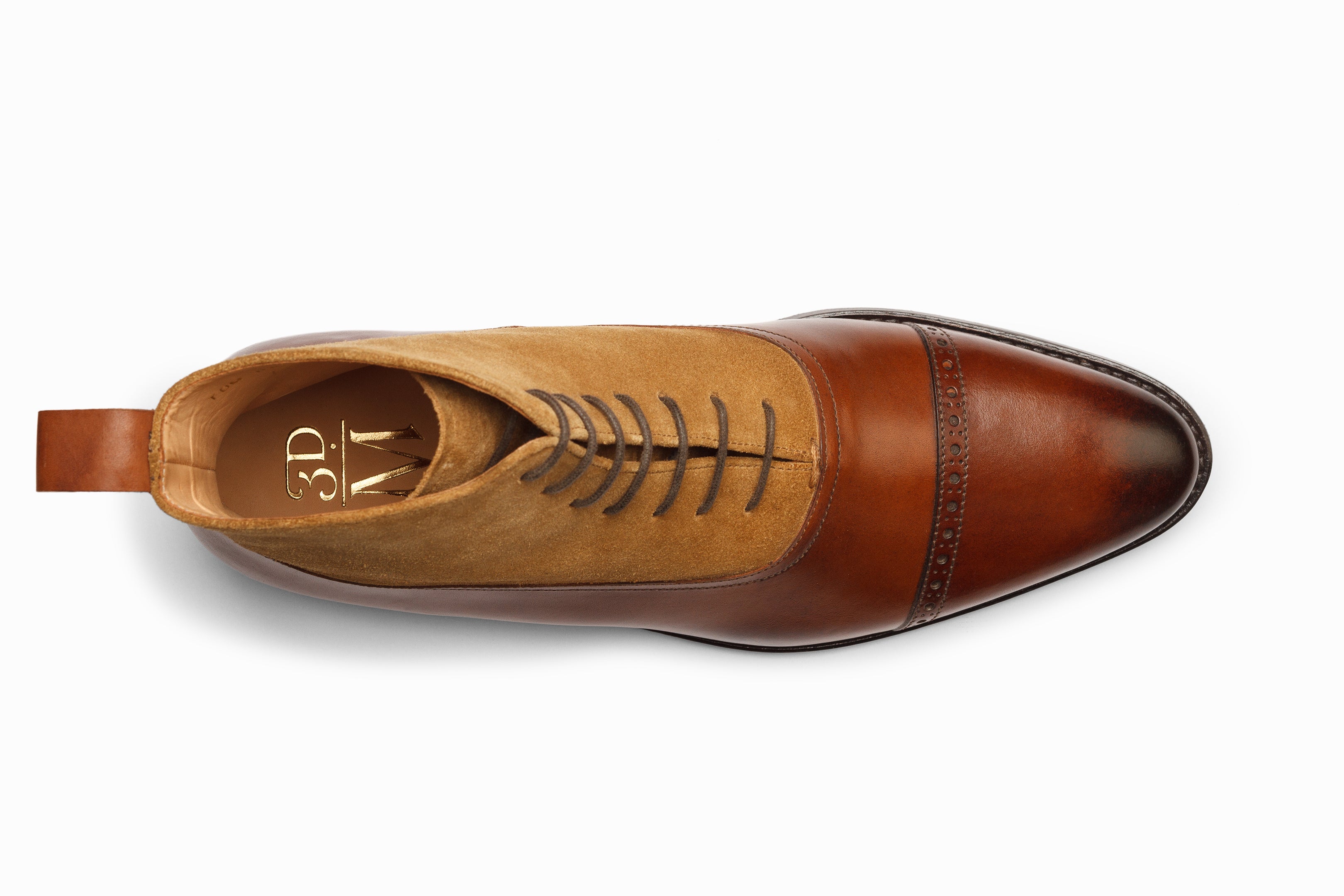 Two Tone Balmoral Leather Boots for Men - Brown & Camel Suede Dress Shoes | Formal & Business Casual Wear | Office, Wedding & Special Occasion Footwear