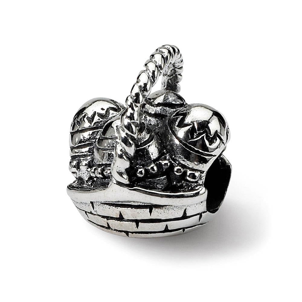Elegant Black Bow Sterling Silver Easter Basket Bead Charm - Perfect for DIY Jewelry Making, Easter Basket Decorations & Gift Giving