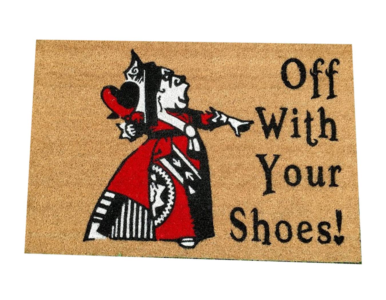 Queen of Hearts Alice in Wonderland Custom Handpainted Doormat - Funny Fandom Welcome Mat with Colorful Design, Large Size for Front Door - Perfect for Disney Fans, Wonderland Themed Home Decor & Gift Ideas