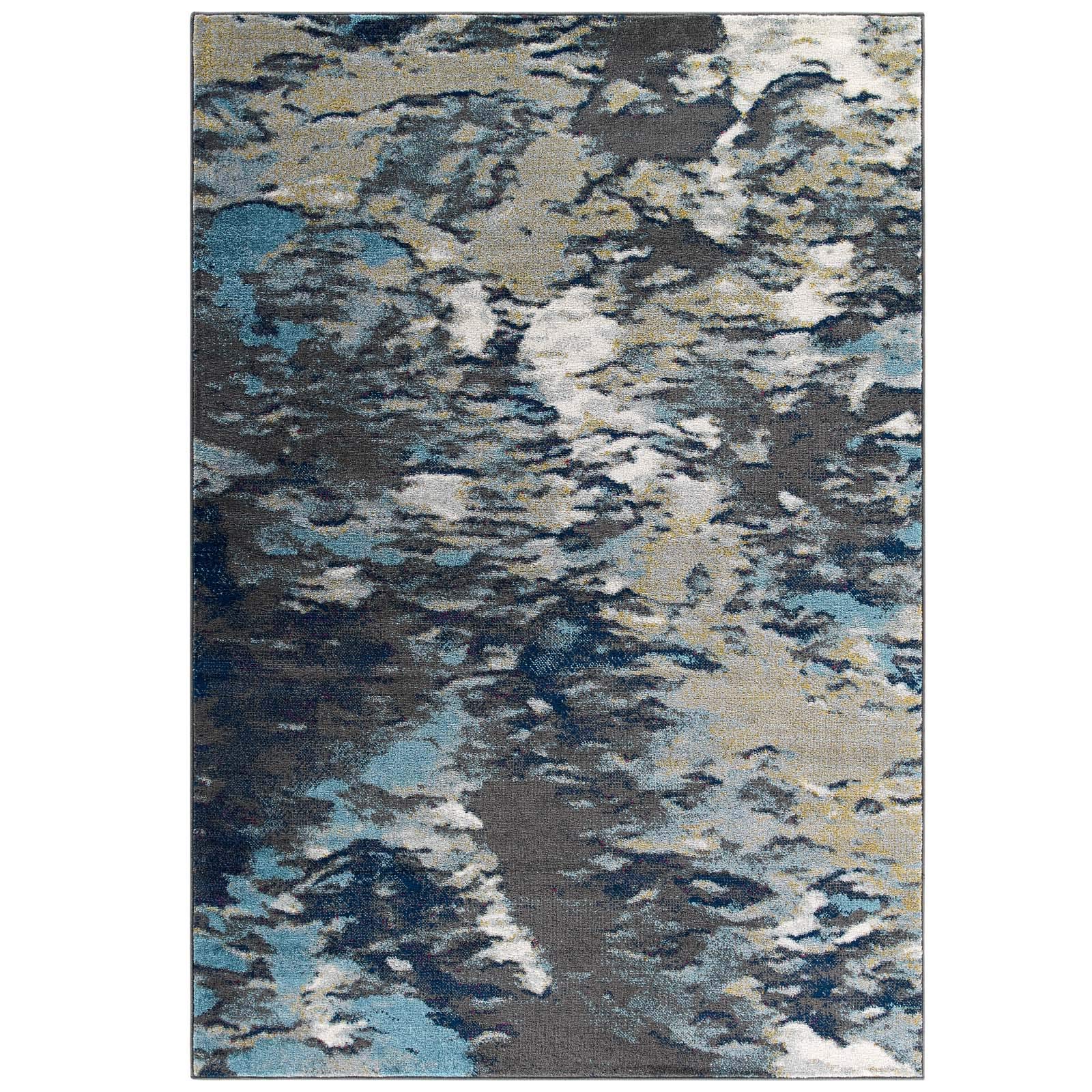 Modern Contemporary Urban Design Blue Area Rug - Soft Fabric Living Room Carpet for Lounge, Hallway Runner - Perfect for Home Decor, Bedroom, Office & Dorm