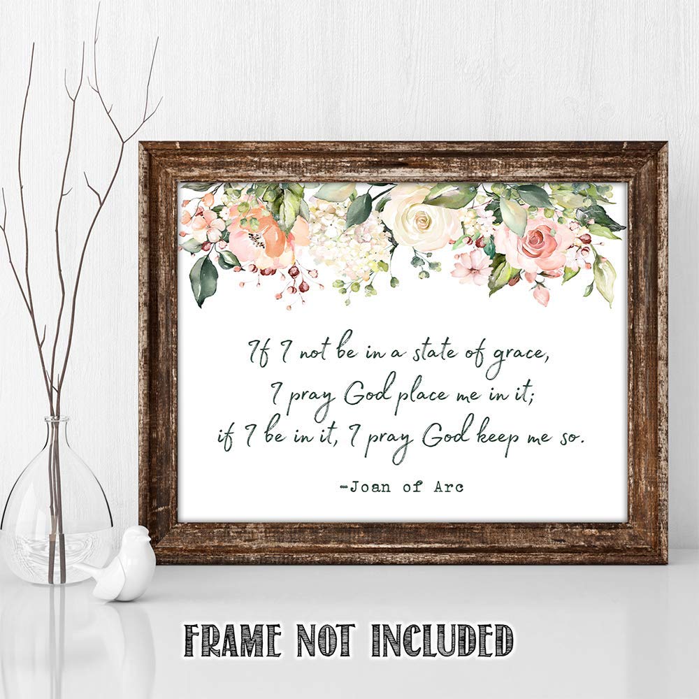 TJ Originals - Joan of Arc Christian Bible Quote Wall Art Print 11x14 Inches | Inspirational Bible Verse Decor for Home, Office & Church | Gift for Women, Family & Friends | Birthday & Religious Occasions | Floral Design