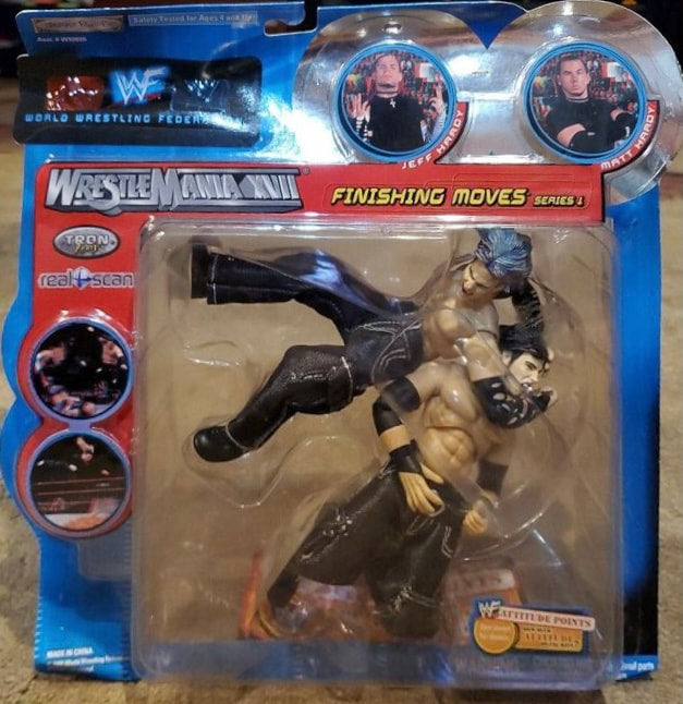 WWF Jakks Pacific Finishing Moves Series 1 Jeff Hardy & Matt Hardy Action Figure Set - 2000 Collectible Wrestling Toys in Clear Clamshell Packaging - Perfect for WWE Fans, Display Collections & Play Battles