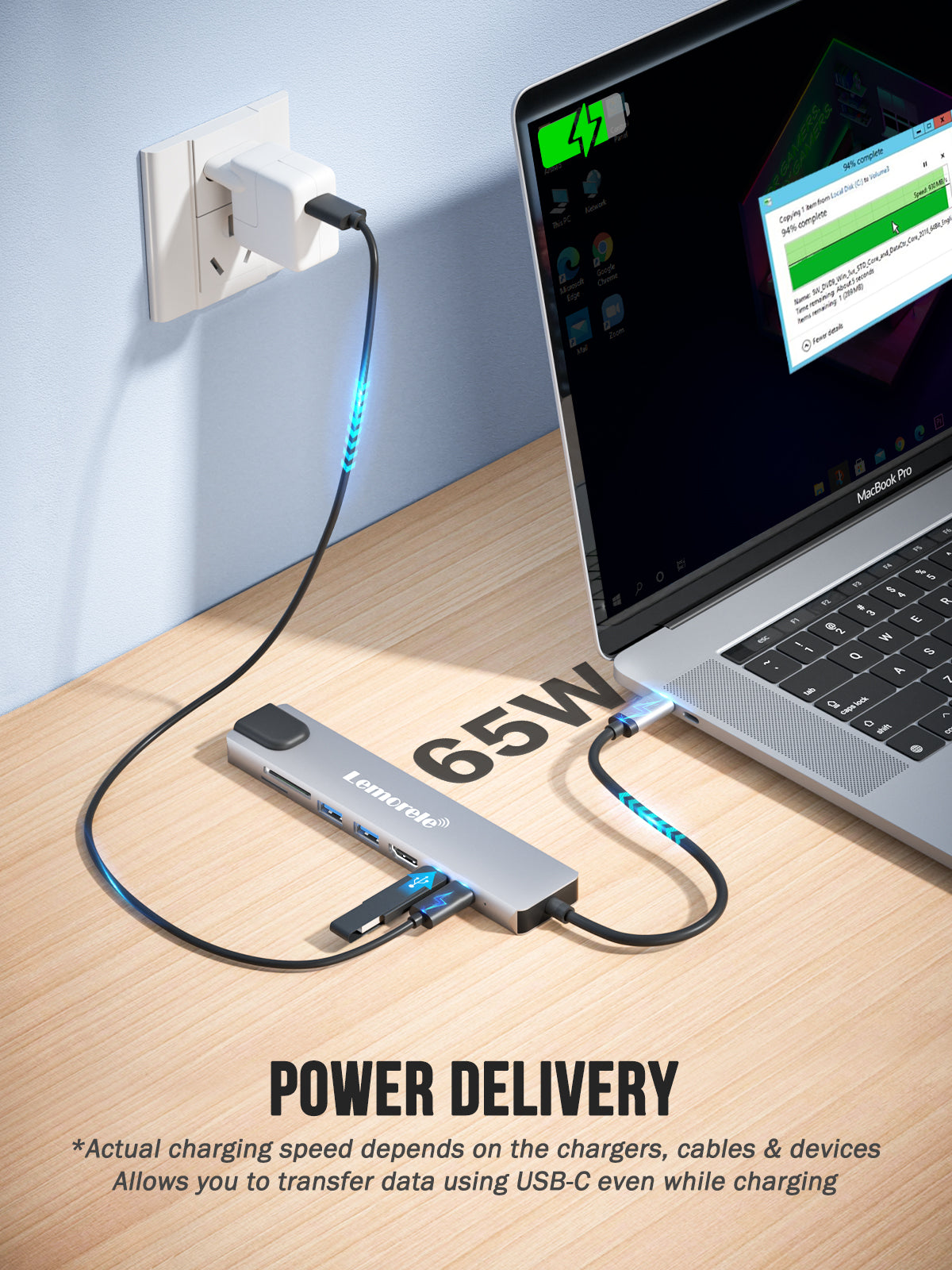 Lemorele 8-in-1 USB C Hub Adapter with 4K HDMI, USB 3.0, SD/TF Card Reader, PD Charging - TC19 PLUS for MacBook Pro/Air, iPad Pro, Dell XPS, Surface Pro & More - Perfect for Home Office, Travel & Presentations