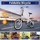 20 Inch 6-Speed Folding Bicycle for Adults - Adjustable Seat & Dual Brake System - Portable Commuter Bike for Travel, Workout & Urban Cycling (White)