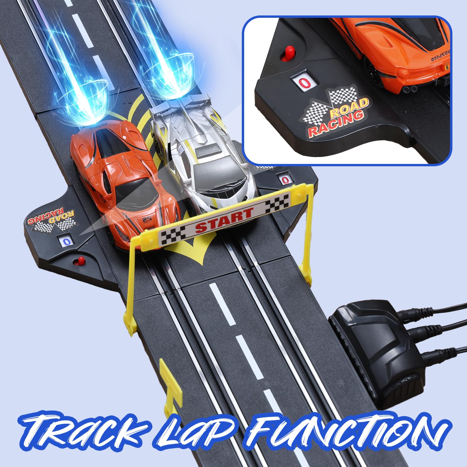 Electric Slot Car Race Track Set for Kids - High-Speed Racing Toy for Boys & Girls Ages 5-10 - Perfect Birthday Gift for Kids - Indoor Racing Fun for Family Game Nights & Playroom Activities (Black)