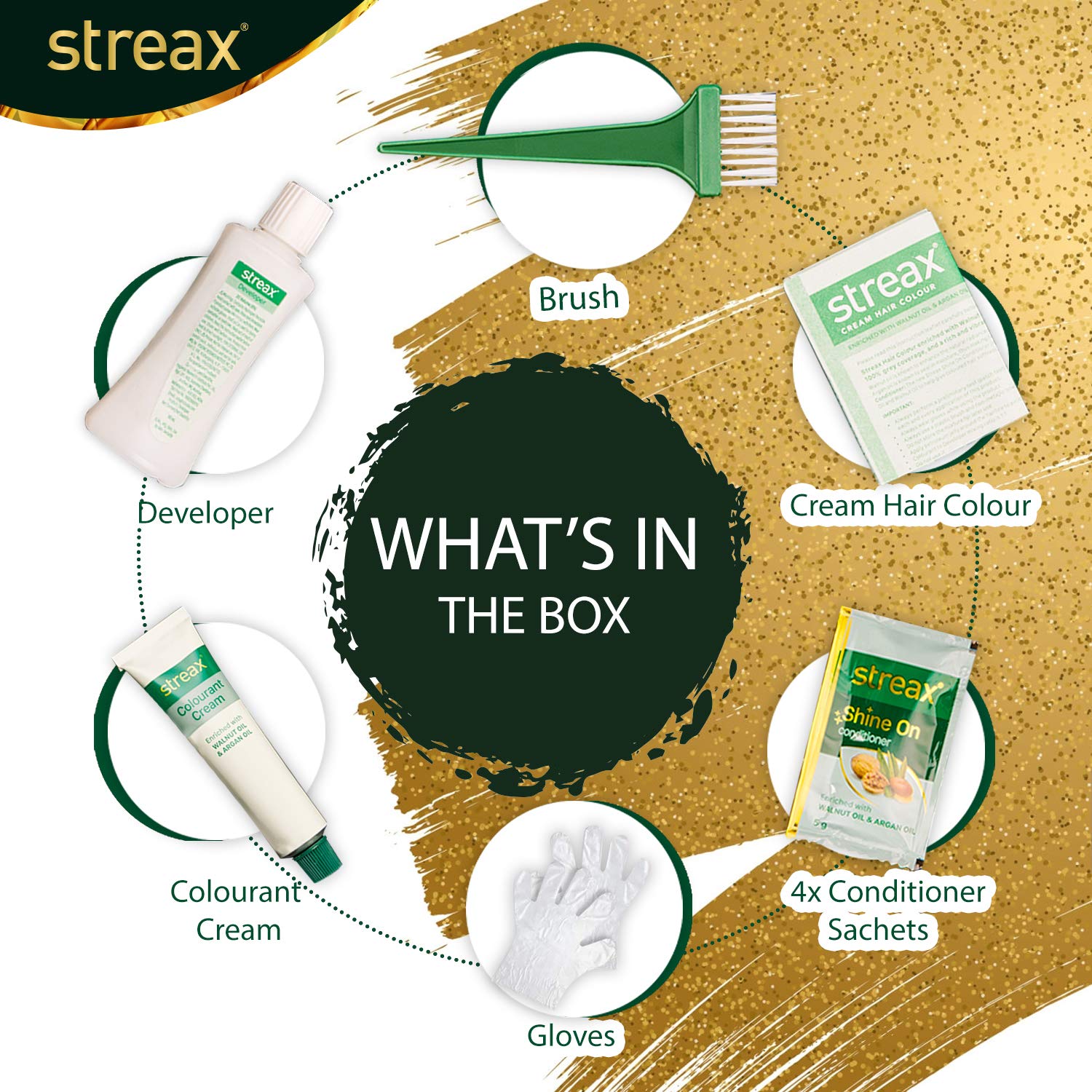 Streax Cream Hair Color for Women & Men with Walnut & Argan Oil - Long Lasting Black Brown Hair Dye (Pack of 4, 120ml) | Instant Shine & Smoothness for Soft, Silky Hair | Perfect for Home Use, Salon-Quality Results & Special Occasions