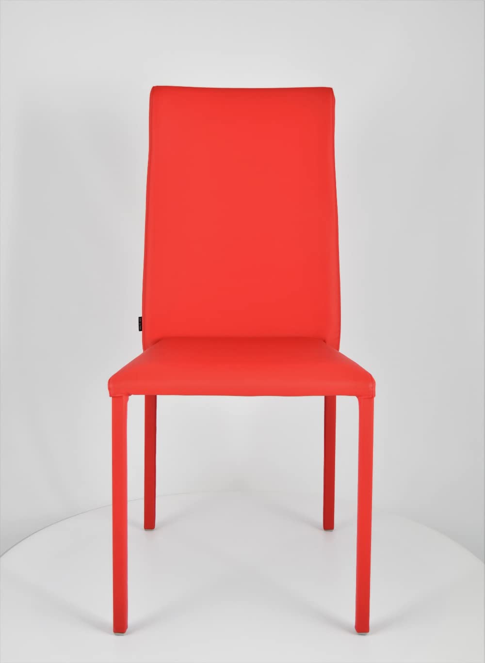 TommyChairs Julia Stackable Chair - Red Faux Leather Upholstered Steel Frame Dining Chair for Kitchen, Restaurant, Bar & Home Use - Durable & Comfortable Seating Solution